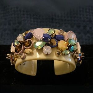 Vintage JCrew Elegant Cream and Multicolor Cuff Bracelet